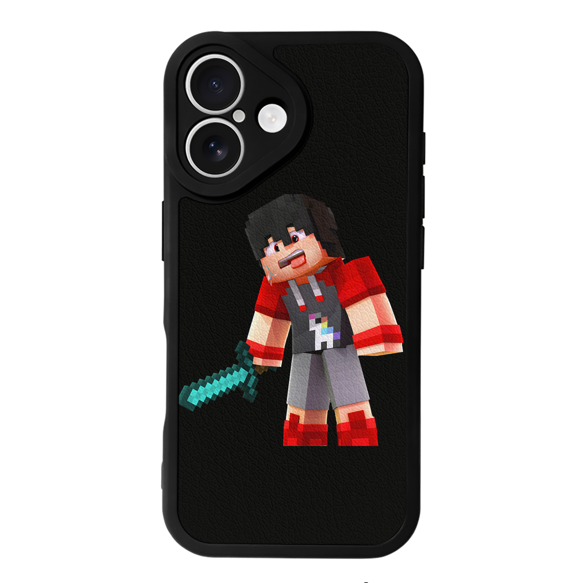 （画像用） マインクラフト ブロックの世界 Minecraft MC Block world 【iPhone 16シリーズ対応】シリコンスマホケース（レザー調） 材質：シリコン